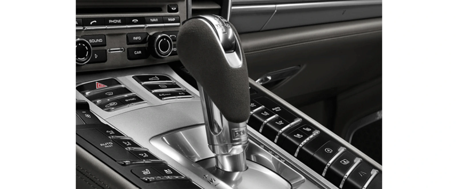 Porsche gear stick indicating the PDK functionality.